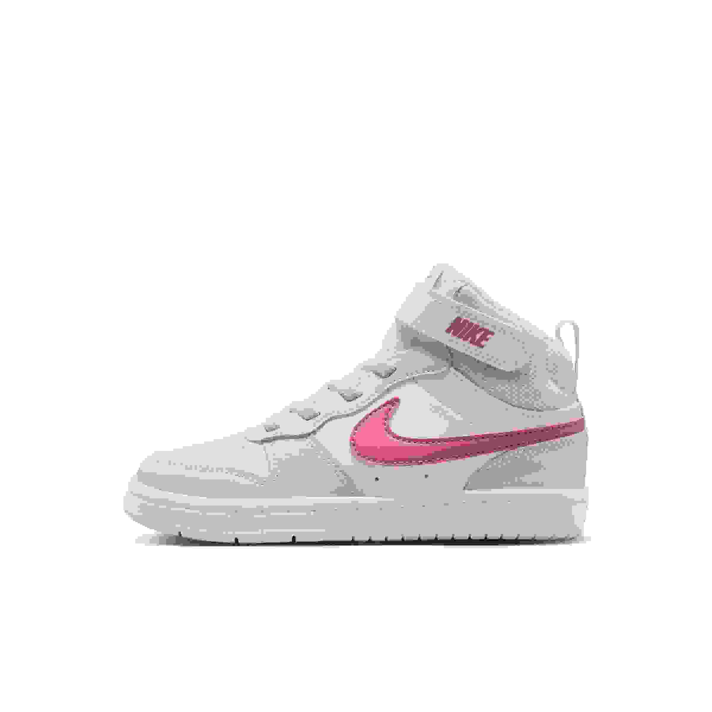 Nike Court Borough Mid 2 Preschool Girls' "White/Vast Grey/White/Peony" Shoe